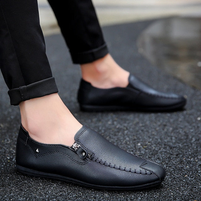 Men Leather Loafers Slip On Shoes
