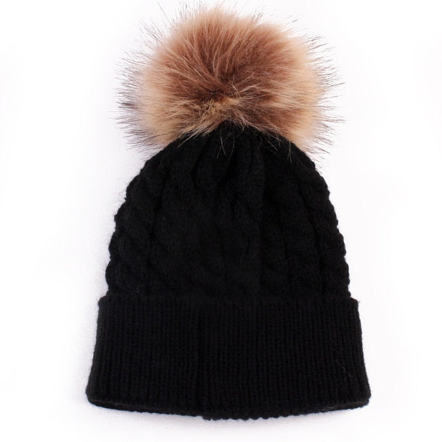 Infant Boy Girl Mom Winter Knit Warm Soft Beanie