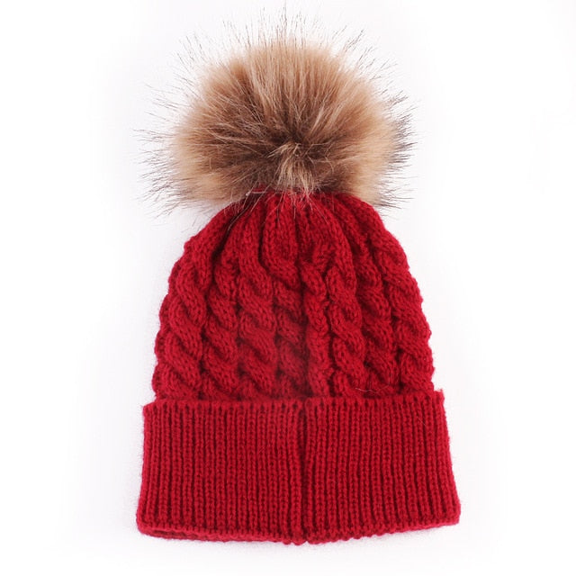 Infant Boy Girl Mom Winter Knit Warm Soft Beanie