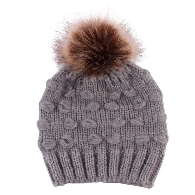 Infant Boy Girl Mom Winter Knit Warm Soft Beanie