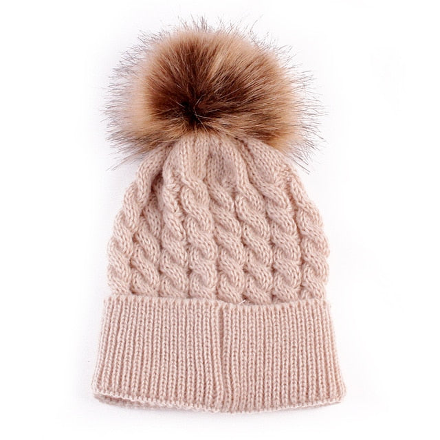 Infant Boy Girl Mom Winter Knit Warm Soft Beanie