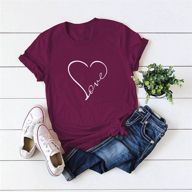 Love Heart Women T-Shirts