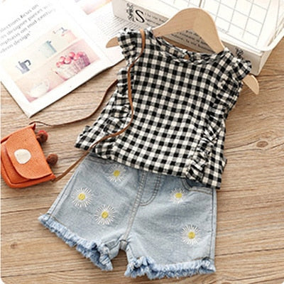 Girls T-shirt+ Jeans Clothing Set
