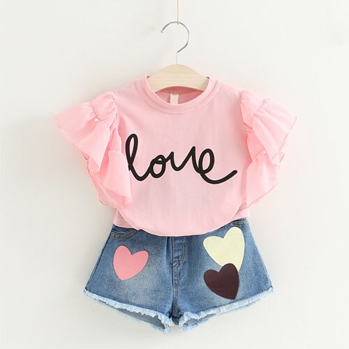Girls T-shirt+ Jeans Clothing Set