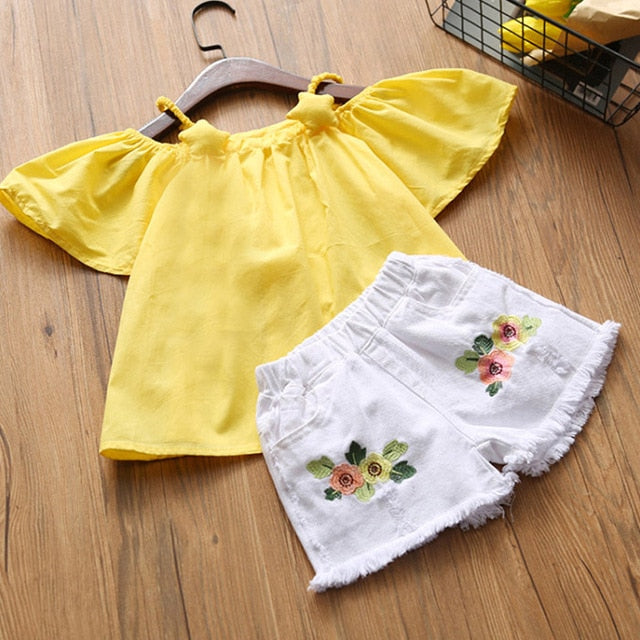 Girls T-shirt+ Jeans Clothing Set