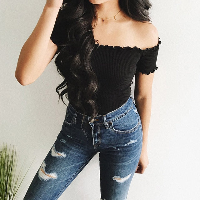 Fashion Slim Off Shoulder Top
