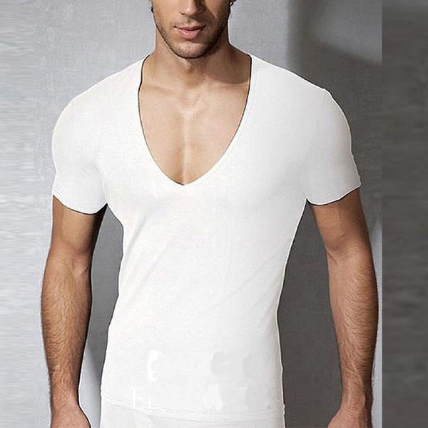 Men Deep V Neck T-Shirts Summer Streetwear