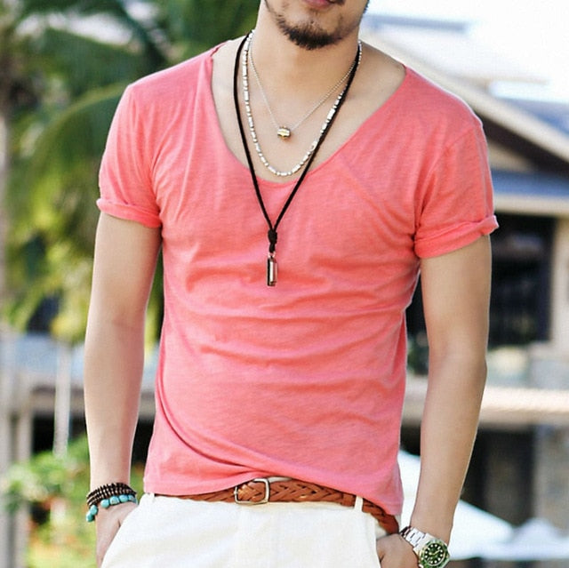 Men's T-Shirt Fashion Slim Fit Cotton
