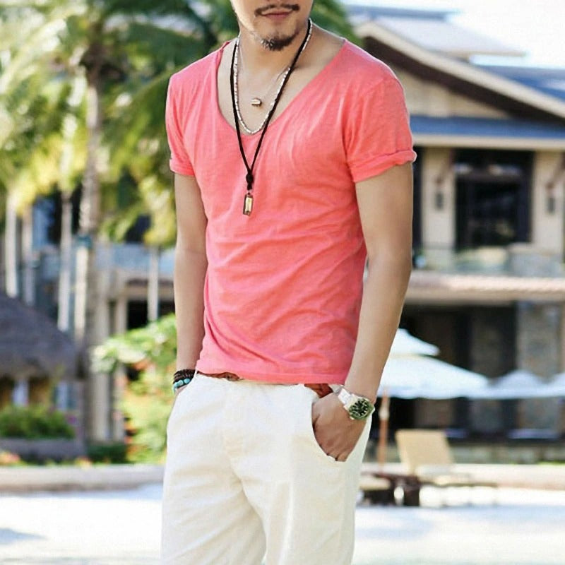 Men's T-Shirt Fashion Slim Fit Cotton