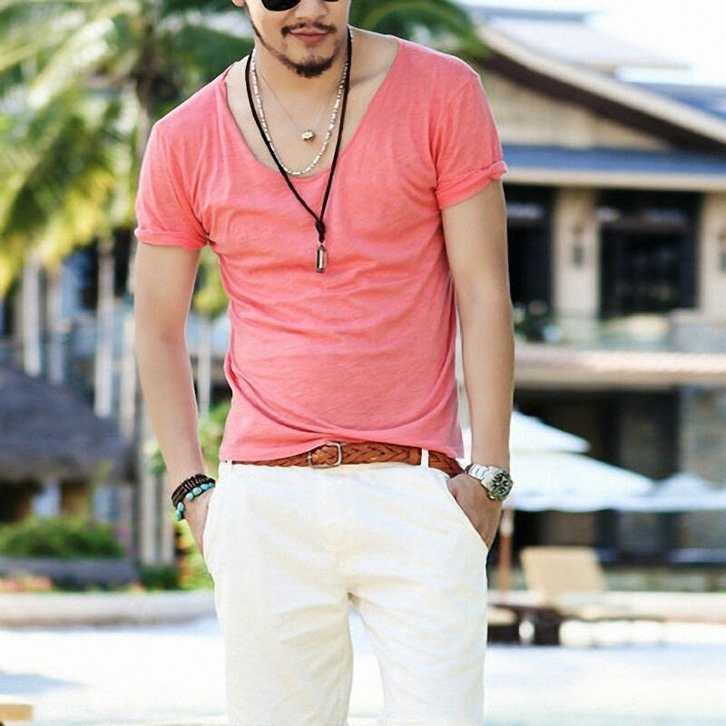 Men's T-Shirt Fashion Slim Fit Cotton