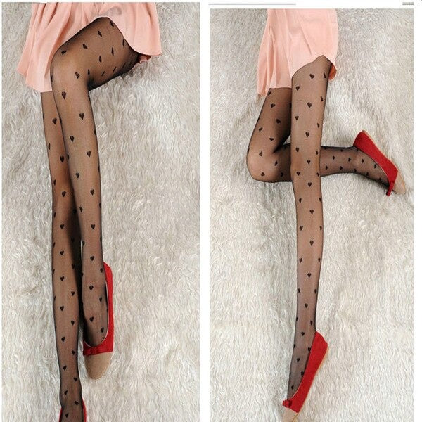 Women Tights Heart  Print