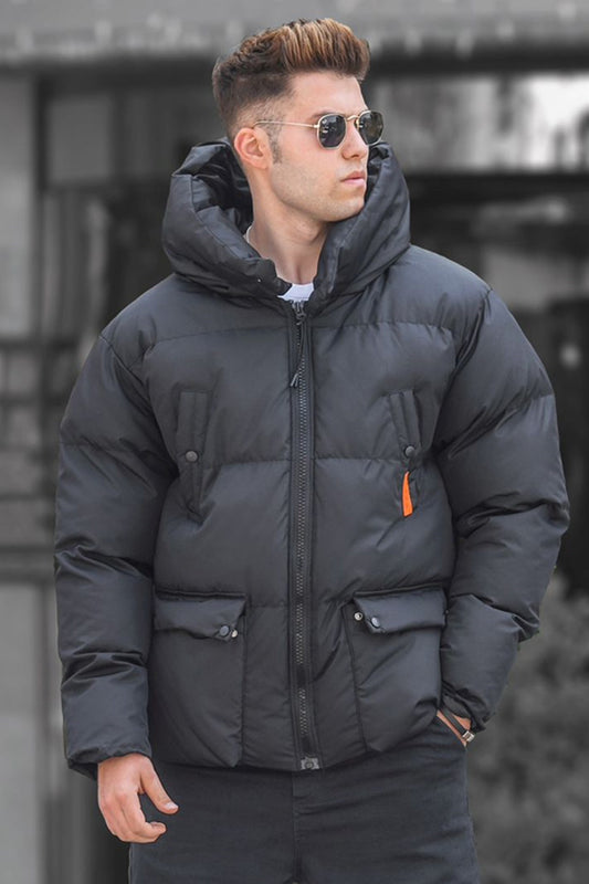 Black Inflatable Coat Pocket Detailed 5129