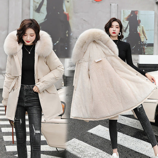 Cotton Thicken Warm Autumn Winter Casual Long Parka Hooded Coat