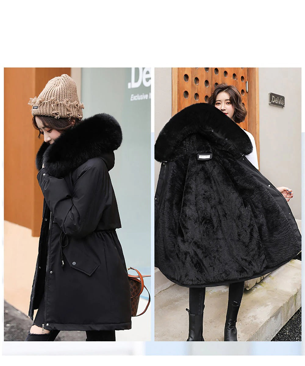 Cotton Thicken Warm Autumn Winter Casual Long Parka Hooded Coat