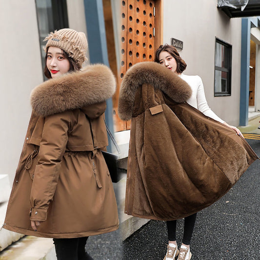 Cotton Thicken Warm Autumn Winter Casual Long Parka Hooded Coat