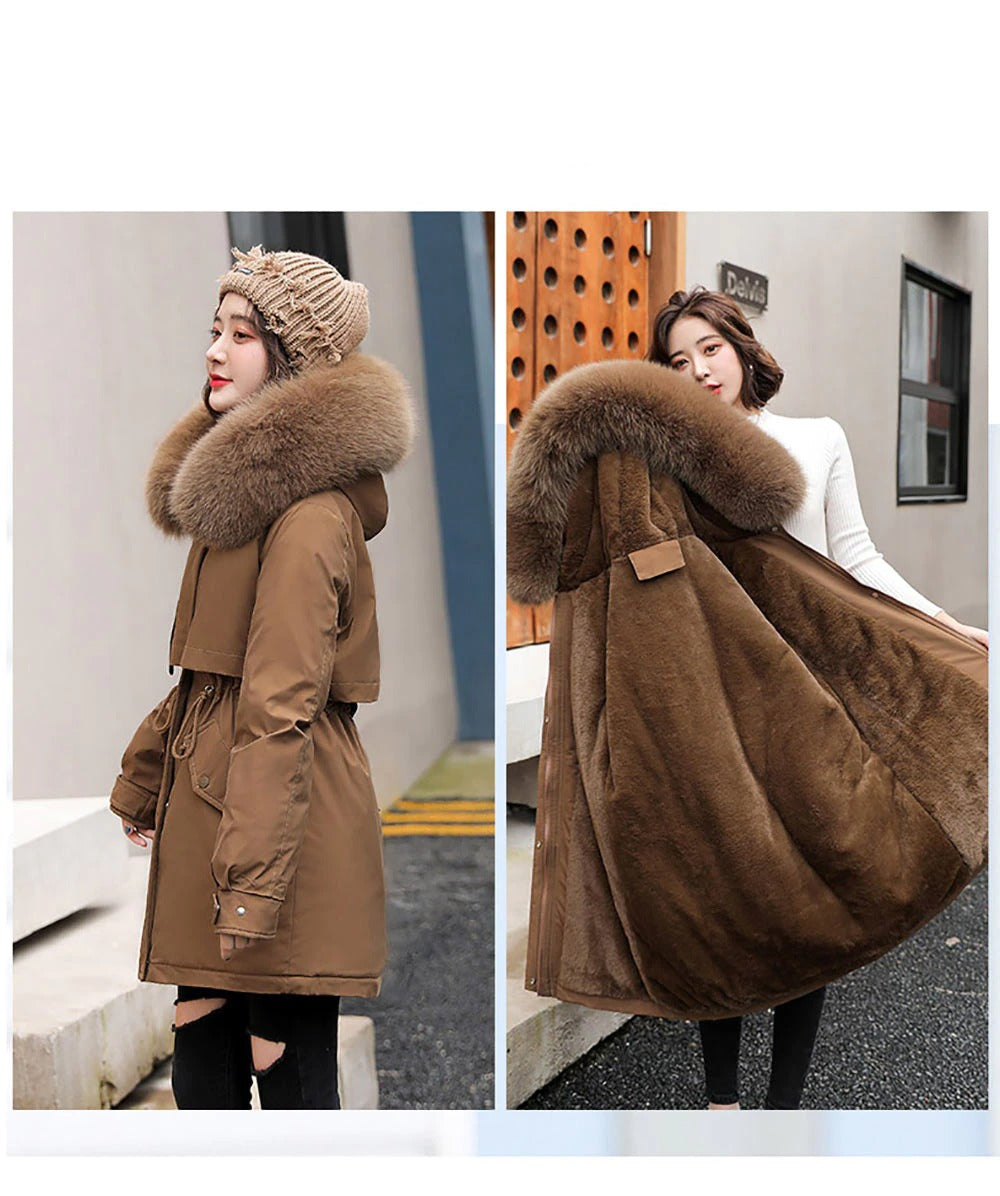 Cotton Thicken Warm Autumn Winter Casual Long Parka Hooded Coat
