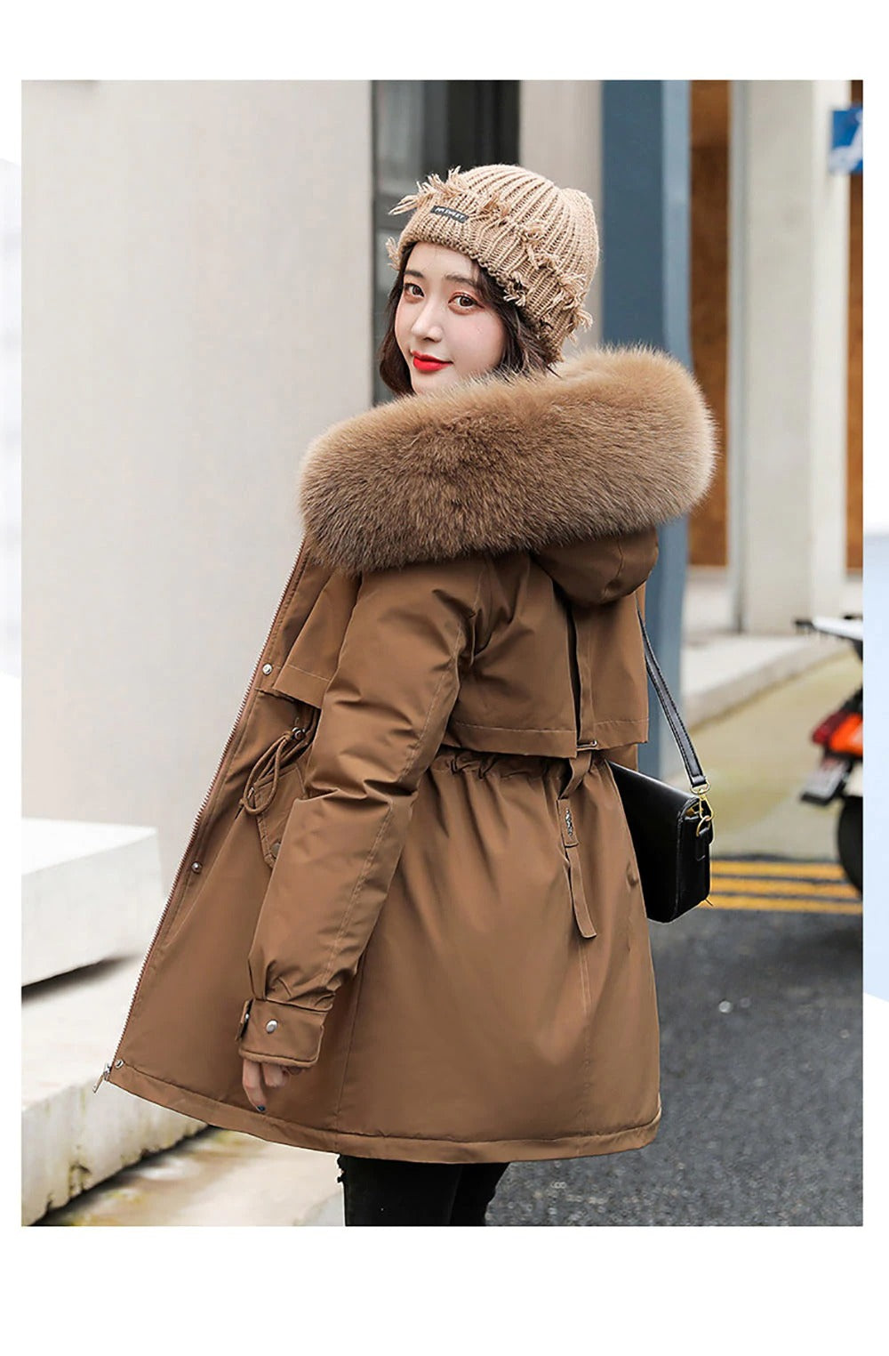 Cotton Thicken Warm Autumn Winter Casual Long Parka Hooded Coat