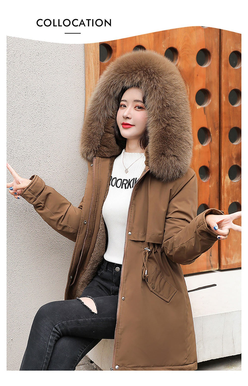Cotton Thicken Warm Autumn Winter Casual Long Parka Hooded Coat