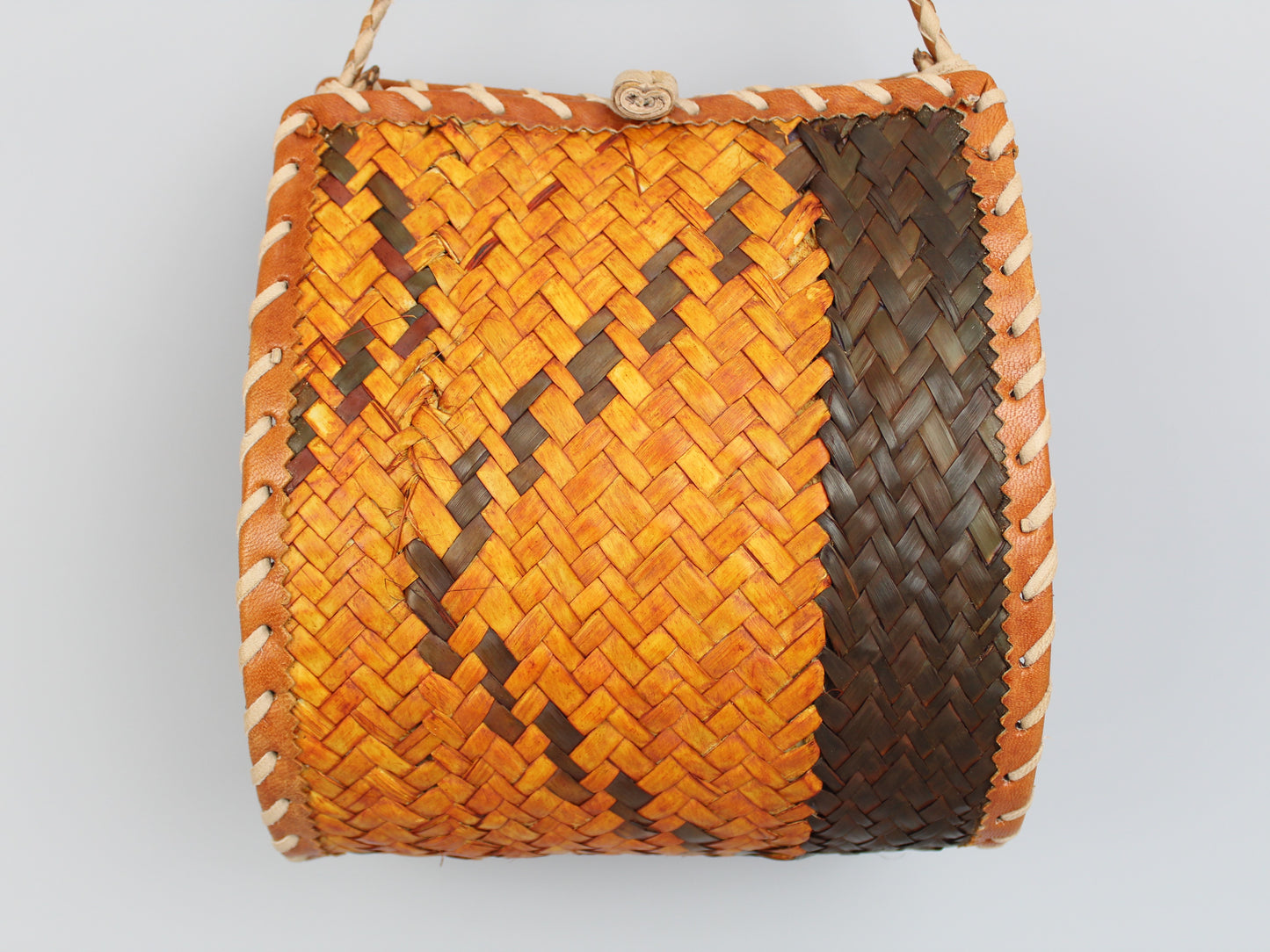 Crossbody Bag - raffia and leather - Handmade