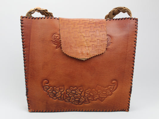 Tote Bag, Leather, brown - Handmade