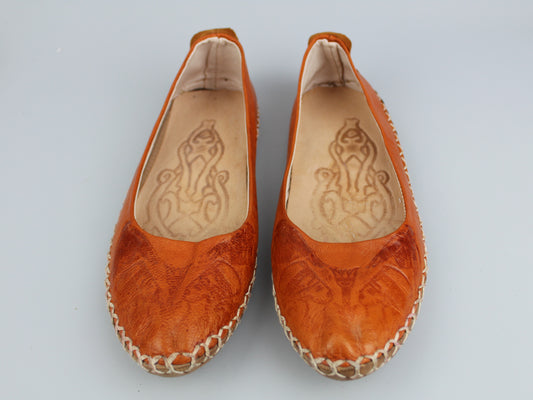 Orange Leather Shoe - Women - Handmade