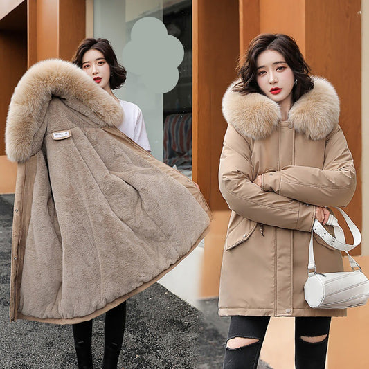Cotton Thicken Warm Autumn Winter Casual Long Parka Hooded Coat