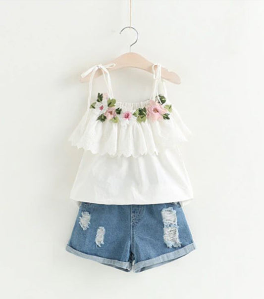 Girls T-shirt+ Jeans Clothing Set