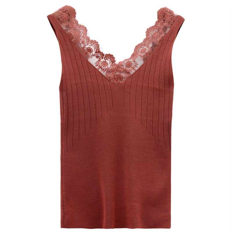 Women V-neck Sexy Lace Up Tank Tops