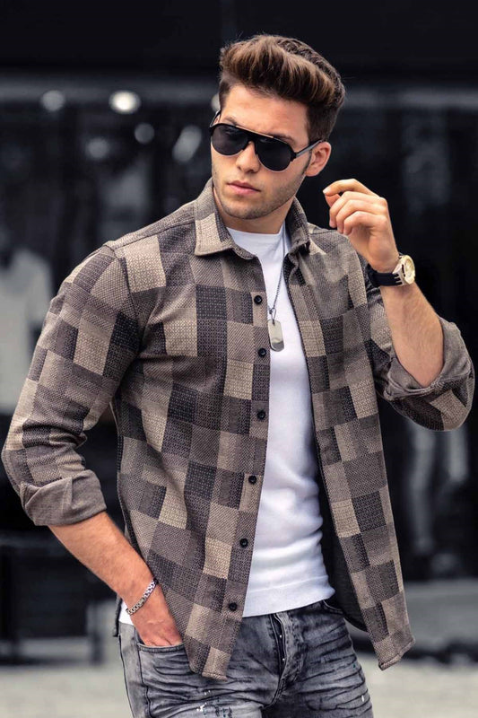 Camel Checked Shirt - Made in Turkey