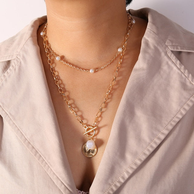 Multi Layer Long Necklace Women