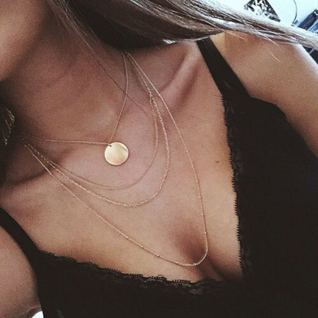 Multi Layer Long Necklace Women