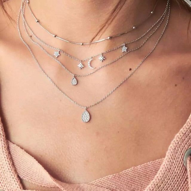 Multi Layer Long Necklace Women