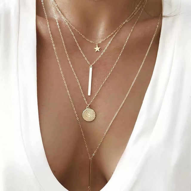 Multi Layer Long Necklace Women