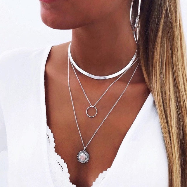 Multi Layer Long Necklace Women