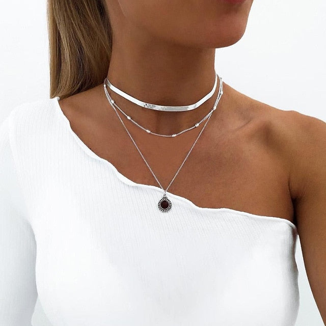 Multi Layer Long Necklace Women