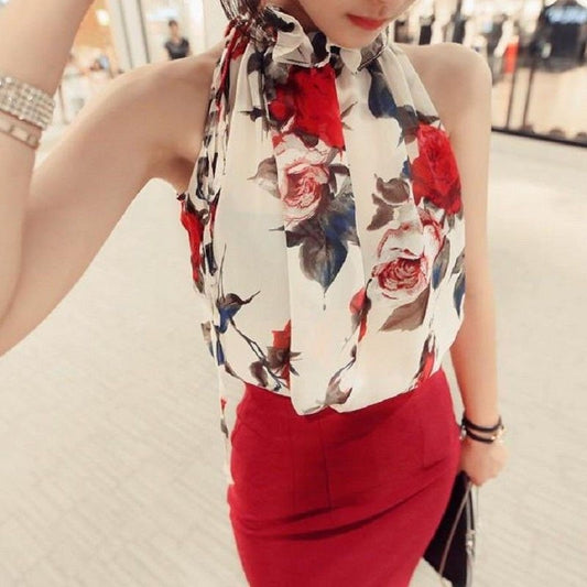 Floral Chiffon Summer Women Blouse