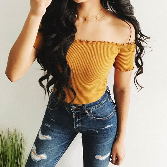 Fashion Slim Off Shoulder Top